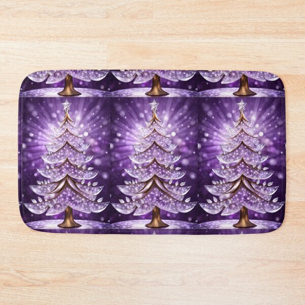 Item preview, SEASONS GREETING CHRISTMAS TREE Purple Amethyst Sapphire Stained Glass Art Print on Demand ~Winter Wonderland Party Decoration~Birthday Gift~Favor designed and sold by Spinning Plates 360.