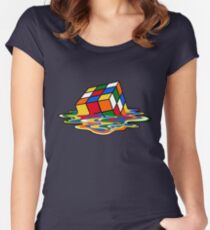 Melting Rubiks Cube: Sheldon from 'The Big Bang Theory' Cool Nerdy Gift Ideas! Women's Fitted Scoop T-Shirt