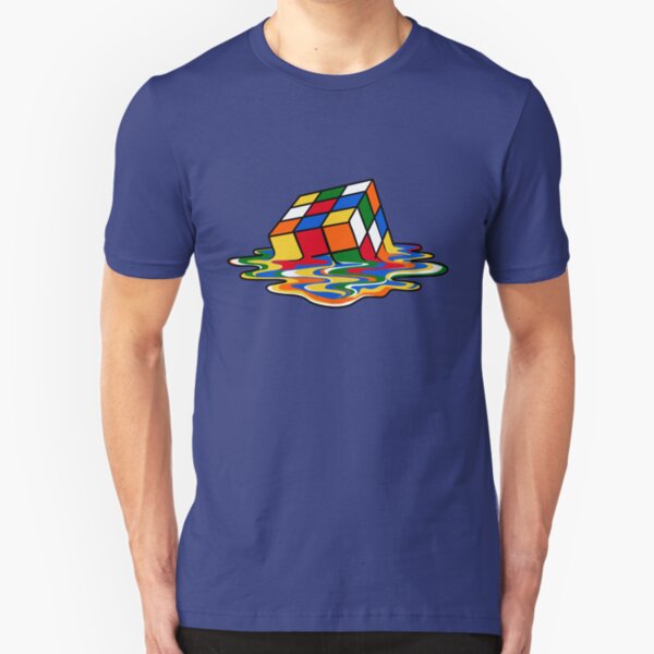 Melting Rubiks Cube: Sheldon from 'The Big Bang Theory' Cool Nerdy Gift Ideas! Slim Fit T-Shirt
