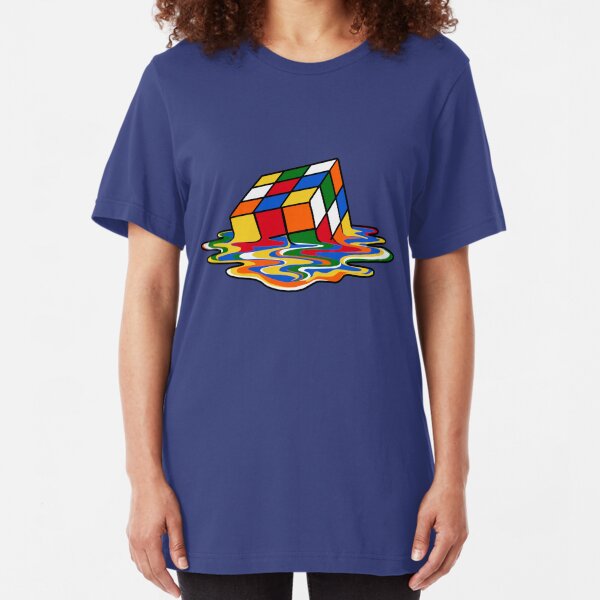 Melting Rubiks Cube: Sheldon from 'The Big Bang Theory' Cool Nerdy Gift Ideas! Slim Fit T-Shirt