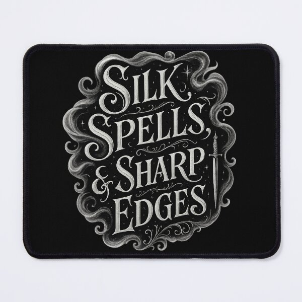 Item preview, Silk Spells and Sharp Edges – Gothic Witchcore Typography Art designed and sold by Mouraludia.