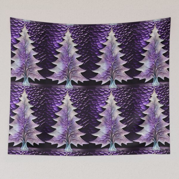 Item preview, SEASONS GREETING CHRISTMAS TREE Purple Amethyst Sapphire Stained Glass Art Print on Demand ~Winter Wonderland Party Decoration~Birthday Gift~Favor designed and sold by Spinning Plates 360.