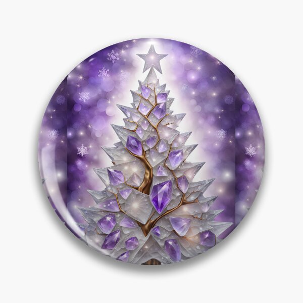 Item preview, SEASONS GREETING CHRISTMAS TREE Purple Amethyst Sapphire Stained Glass Art Print on Demand ~Winter Wonderland Party Decoration~Birthday Gift~Favor designed and sold by Spinning Plates 360.