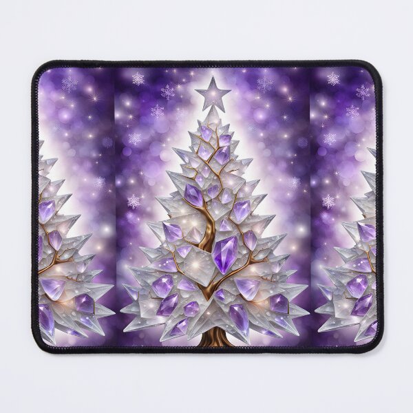 Item preview, SEASONS GREETING CHRISTMAS TREE Purple Amethyst Sapphire Stained Glass Art Print on Demand ~Winter Wonderland Party Decoration~Birthday Gift~Favor designed and sold by Spinning Plates 360.
