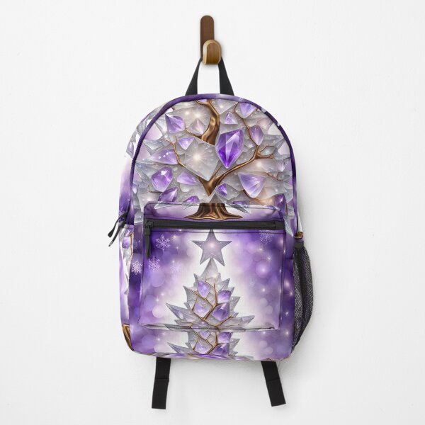 Item preview, SEASONS GREETING CHRISTMAS TREE Purple Amethyst Sapphire Stained Glass Art Print on Demand ~Winter Wonderland Party Decoration~Birthday Gift~Favor designed and sold by Spinning Plates 360.