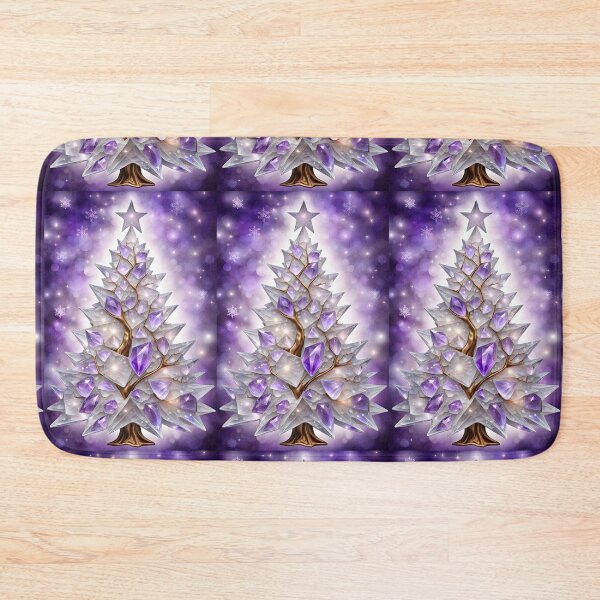 Item preview, SEASONS GREETING CHRISTMAS TREE Purple Amethyst Sapphire Stained Glass Art Print on Demand ~Winter Wonderland Party Decoration~Birthday Gift~Favor designed and sold by Spinning Plates 360.