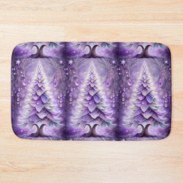 Item preview, SEASONS GREETING CHRISTMAS TREE Purple Amethyst Sapphire Stained Glass Art Print on Demand ~Winter Wonderland Party Decoration~Birthday Gift~Favor designed and sold by Spinning Plates 360.