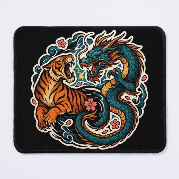 Item preview, Tiger vs Dragon Eternal Duel | Neo-Traditional Tattoo Art designed and sold by uNORTHODOX72.