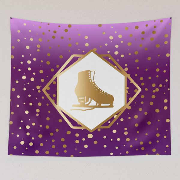 Item preview, Gold Figure Skate with Gold Dots on Purple Gradient designed and sold by PD-Skating.