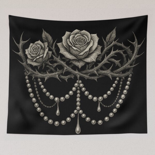 Item preview, Thorn Crown & Roses – Gothic Dark Feminine Pearl Aesthetic designed and sold by Mouraludia.