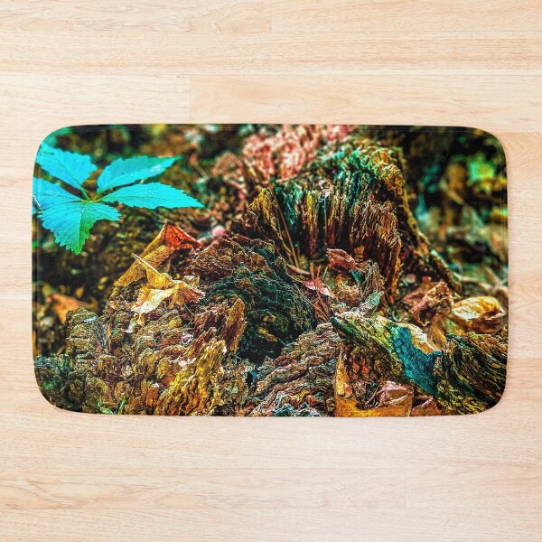 Item preview, Autumn Forest Floor with Fallen Leaves and Decaying Log Nature Photography Print designed and sold by aadventures.