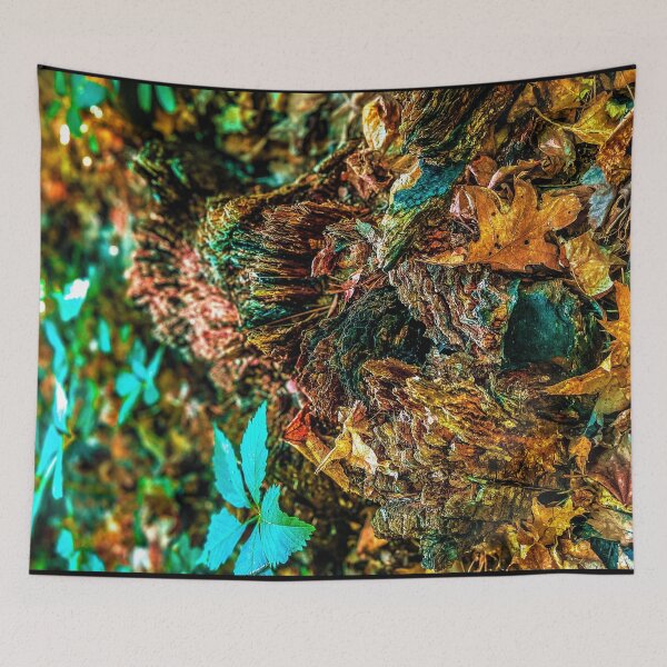 Item preview, Autumn Forest Floor with Fallen Leaves and Decaying Log Nature Photography Print designed and sold by aadventures.
