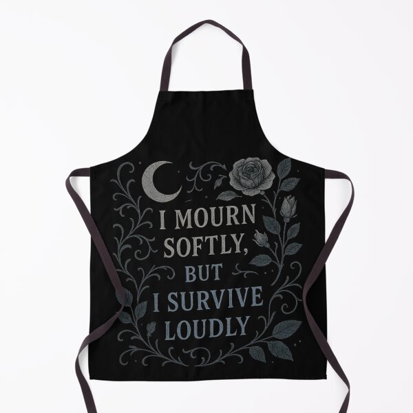 Item preview, I Mourn Softly But I Survive Loudly – Gothic Moon & Rose Quote designed and sold by Mouraludia.
