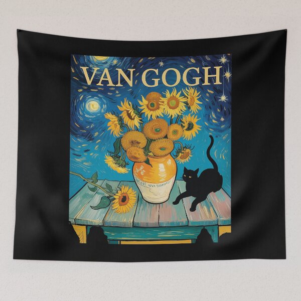 Item preview, Funny Van Gogh Black Cat With Sunflowers Cat for Men Women  designed and sold by AmparoBoyle.