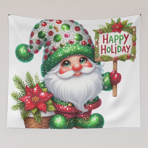 Item preview, Santa Claus 'Happy Holiday' Vibrant Christmas Gnome Art designed and sold by DEC02.