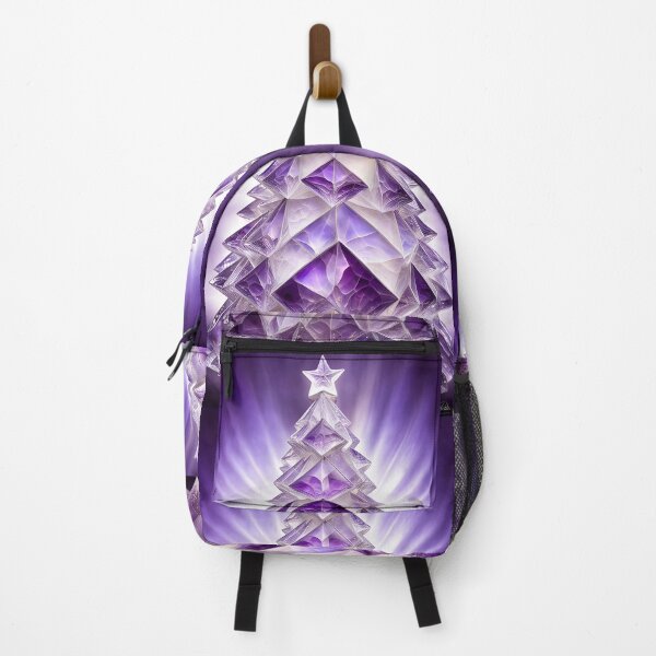 Item preview, SEASONS GREETING CHRISTMAS TREE Purple Amethyst Sapphire Stained Glass Art Print on Demand ~Winter Wonderland Party Decoration~Birthday Gift~Favor designed and sold by Spinning Plates 360.