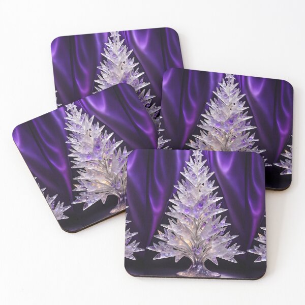 Item preview, SEASONS GREETING CHRISTMAS TREE Purple Amethyst Sapphire Stained Glass Art Print on Demand ~Winter Wonderland Party Decoration~Birthday Gift~Favor designed and sold by Spinning Plates 360.