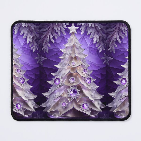 Item preview, SEASONS GREETING CHRISTMAS TREE Purple Amethyst Sapphire Stained Glass Art Print on Demand ~Winter Wonderland Party Decoration~Birthday Gift~Favor designed and sold by Spinning Plates 360.