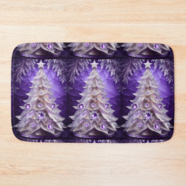 Item preview, SEASONS GREETING CHRISTMAS TREE Purple Amethyst Sapphire Stained Glass Art Print on Demand ~Winter Wonderland Party Decoration~Birthday Gift~Favor designed and sold by Spinning Plates 360.
