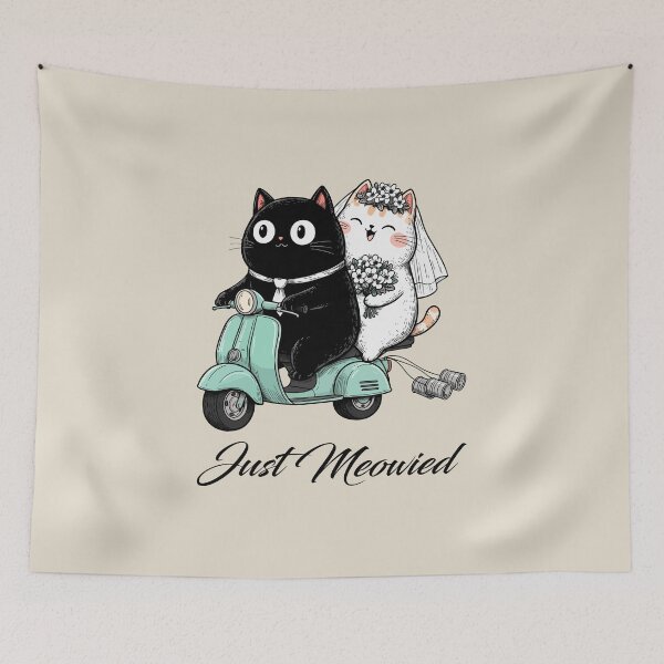 Item preview, Just Married Cats, A Vintage Scooter designed and sold by OrenjiArtShop.