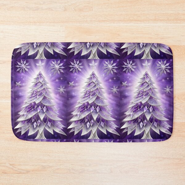 Item preview, SEASONS GREETING CHRISTMAS TREE Purple Amethyst Sapphire Stained Glass Art Print on Demand ~Winter Wonderland Party Decoration~Birthday Gift~Favor designed and sold by Spinning Plates 360.