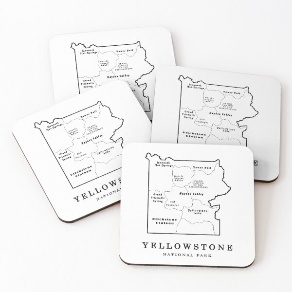 Item preview, Yellowstone National Park Map Art | Black and White Minimalist Travel Decor designed and sold by OutlineAtlas.