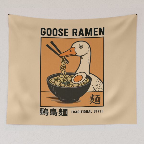 Item preview, Goose Ramen Retro Japanese Noodle Poster Art designed and sold by Eh Plus Designs.