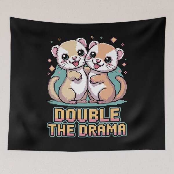 Item preview, Double the Drama | Cute Gemini Co-op RPG Partner Design| Dual Class Retro Gamer  designed and sold by pixelpopplanet.