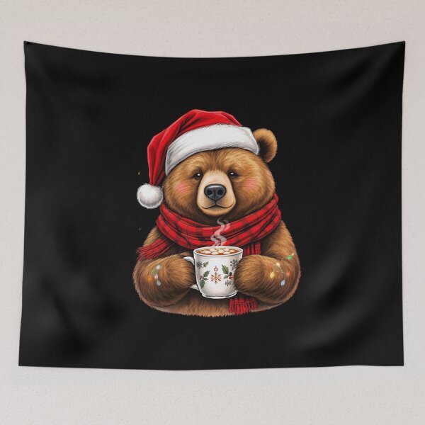 Item preview, Christmas Bear – Merry & Bright | Cozy Tattooed Bear with Hot Cocoa designed and sold by ColorSplash123.
