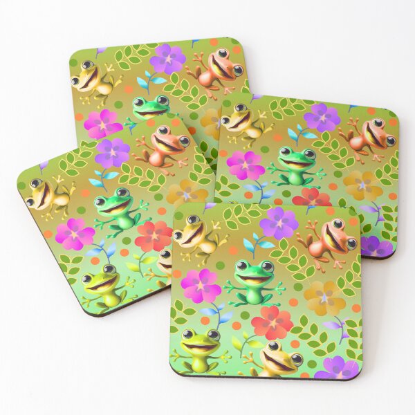 Artikelvorschau, Niedliches Froschmuster – Bunte, fröhliche Frösche mit Blumen – Kawaii-Naturdesign entworfen und verkauft von HopeAndHustle.