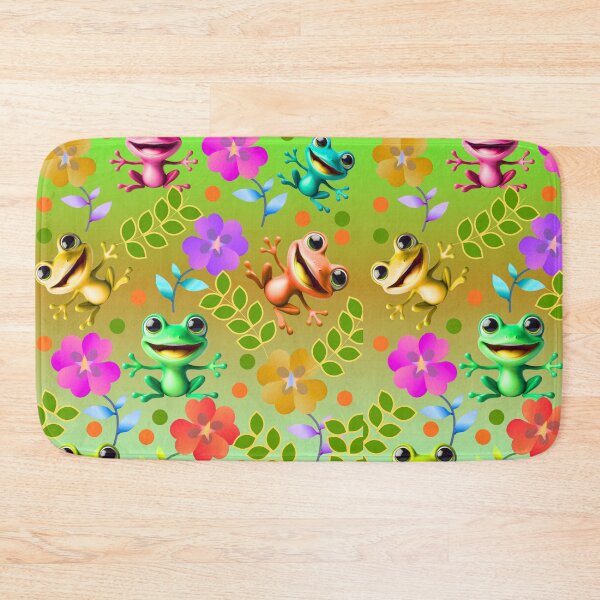 Artikelvorschau, Niedliches Froschmuster – Bunte, fröhliche Frösche mit Blumen – Kawaii-Naturdesign entworfen und verkauft von HopeAndHustle.
