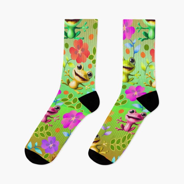 Item preview, Cute Frog Pattern – Colorful Happy Frogs with Flowers – Kawaii Nature Design designed and sold by HopeAndHustle.