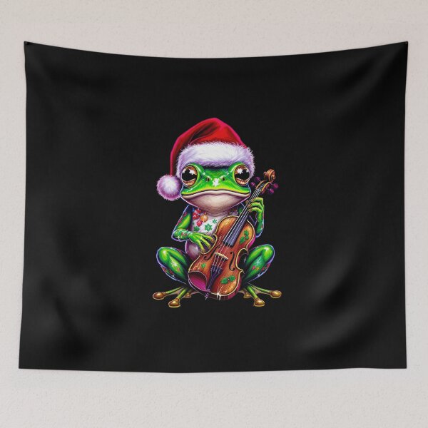Item preview, Ultra-Christmas Frog – Festive Musician | Cute Frog with Christmas Violin designed and sold by ColorSplash123.