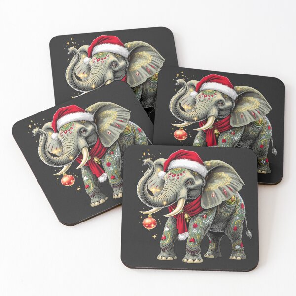 Item preview, Ultra-Christmas Elephant – Grand Holiday Spirit | Festive Elephant with Ornament & Tattoos designed and sold by ColorSplash123.