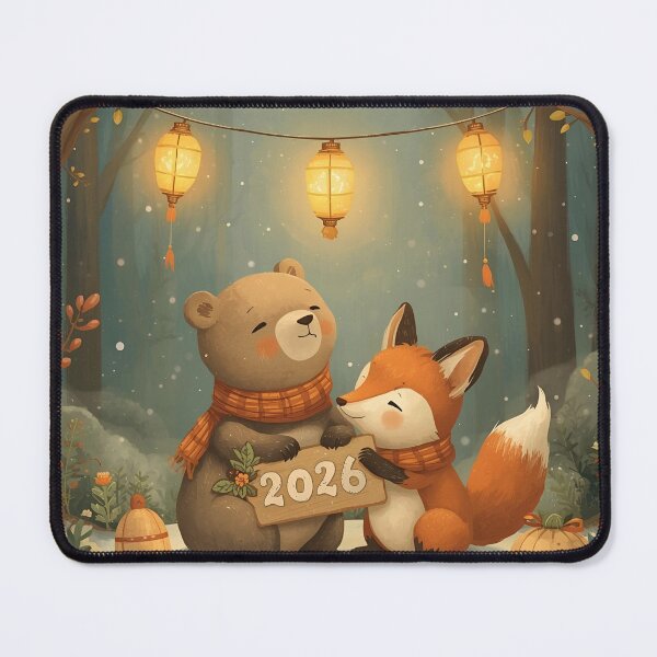 Item preview, Whimsical Bear and Fox New Year 2026 Celebration designed and sold by WildlifeWhimsy.
