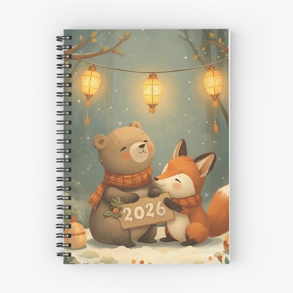 Item preview, Whimsical Bear and Fox New Year 2026 Celebration designed and sold by WildlifeWhimsy.