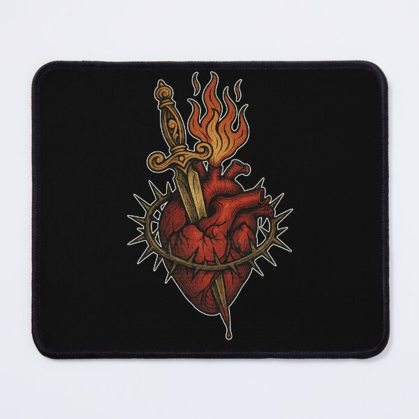 Item preview, Burning Sacred Heart & Dagger | Neo-Traditional Tattoo Art designed and sold by uNORTHODOX72.