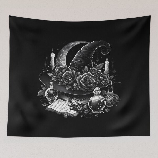 Item preview, Gothic Witch Hat With Black Roses designed and sold by TunesSairna.