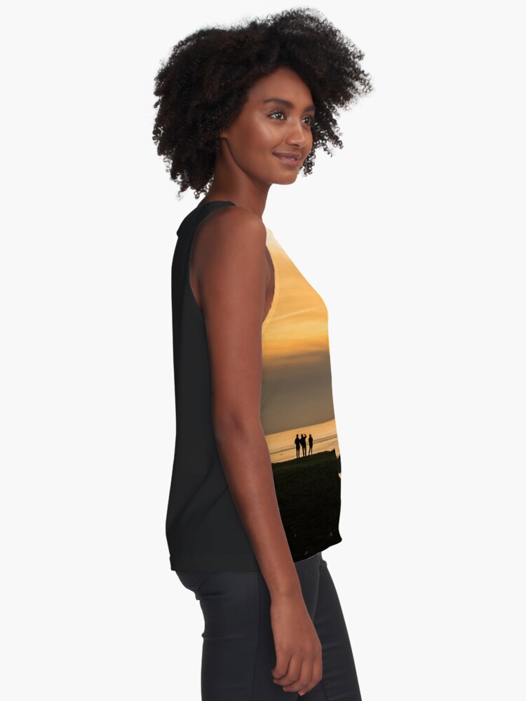Alternate view of Three silhouettes in sunset landscape Sleeveless Top