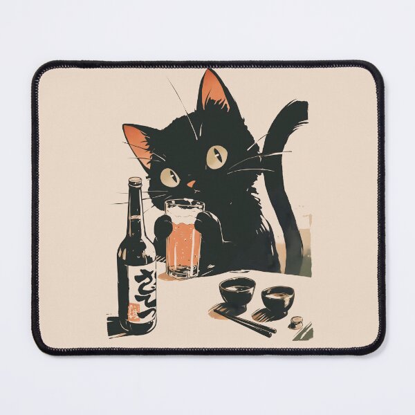 Item preview, Beer-Drinking Black Cat designed and sold by mustbewhy.