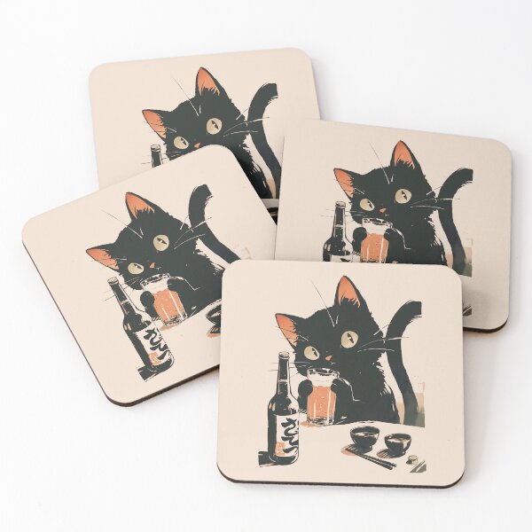 Item preview, Beer-Drinking Black Cat designed and sold by mustbewhy.