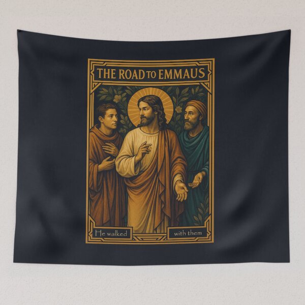 Item preview, Road to Emmaus – Art Deco Resurrection Icon designed and sold by Sanctum Icons.
