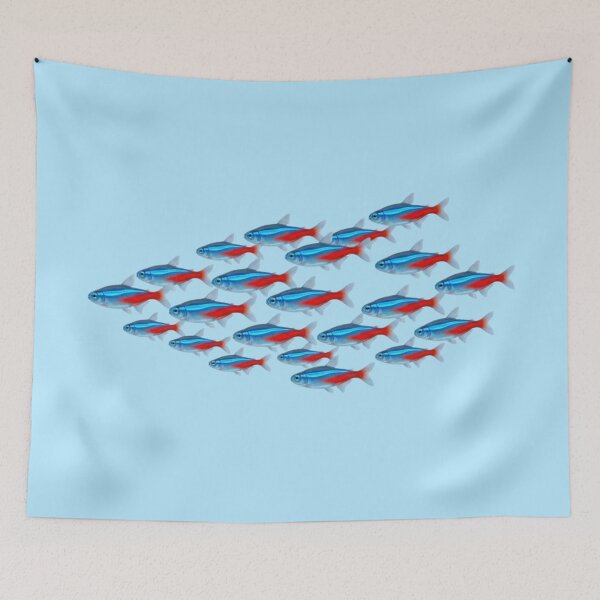Item preview, Neon Tetra School – Colorful Tropical Aquarium Fish Art designed and sold by SimplyJasper.