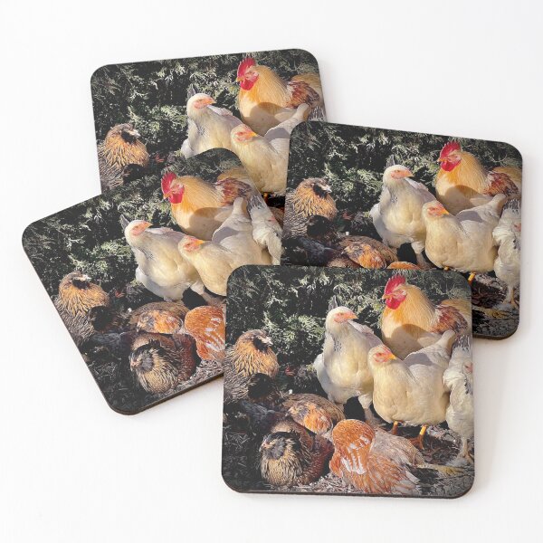Item preview, Sunlit Flock of Chickens – Rustic Farmyard Photograph in Painterly Style designed and sold by Susarellis.