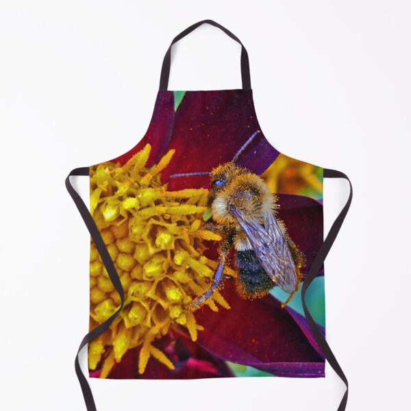 Item preview, Pollen-Dusted Bee on Burgundy Dahlia – Vibrant Macro Nature Photography designed and sold by Susarellis.