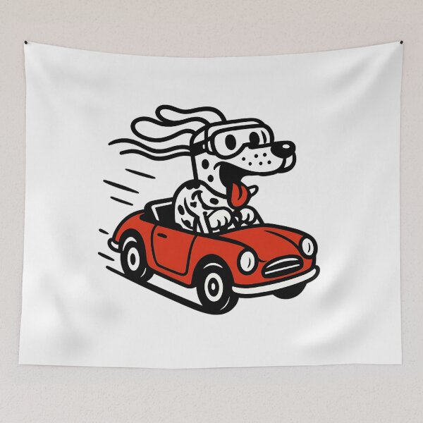 Item preview, Cute Cartoon Dog Driving Red Car – Funny Dog Lover  designed and sold by Zenzy Customs.