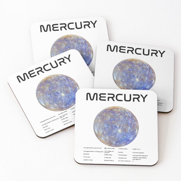 Item preview, Mercury Solar System Nasa Picture and Stats Card Astronomy Space Science Teacher Black Text designed and sold by MathWare MathClips.
