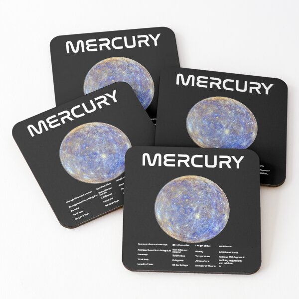 Item preview, Mercury Solar System Nasa Picture and Stats Card Astronomy Space Science Teacher White Text designed and sold by MathWare MathClips.
