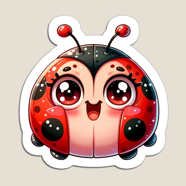 Item preview, Cute Kawaii Ladybug Sticker – Adorable Red & Black Insect Art designed and sold by LunaPixelStudio.