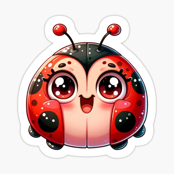 Item preview, Cute Kawaii Ladybug Sticker – Adorable Red & Black Insect Art designed and sold by LunaPixelStudio.